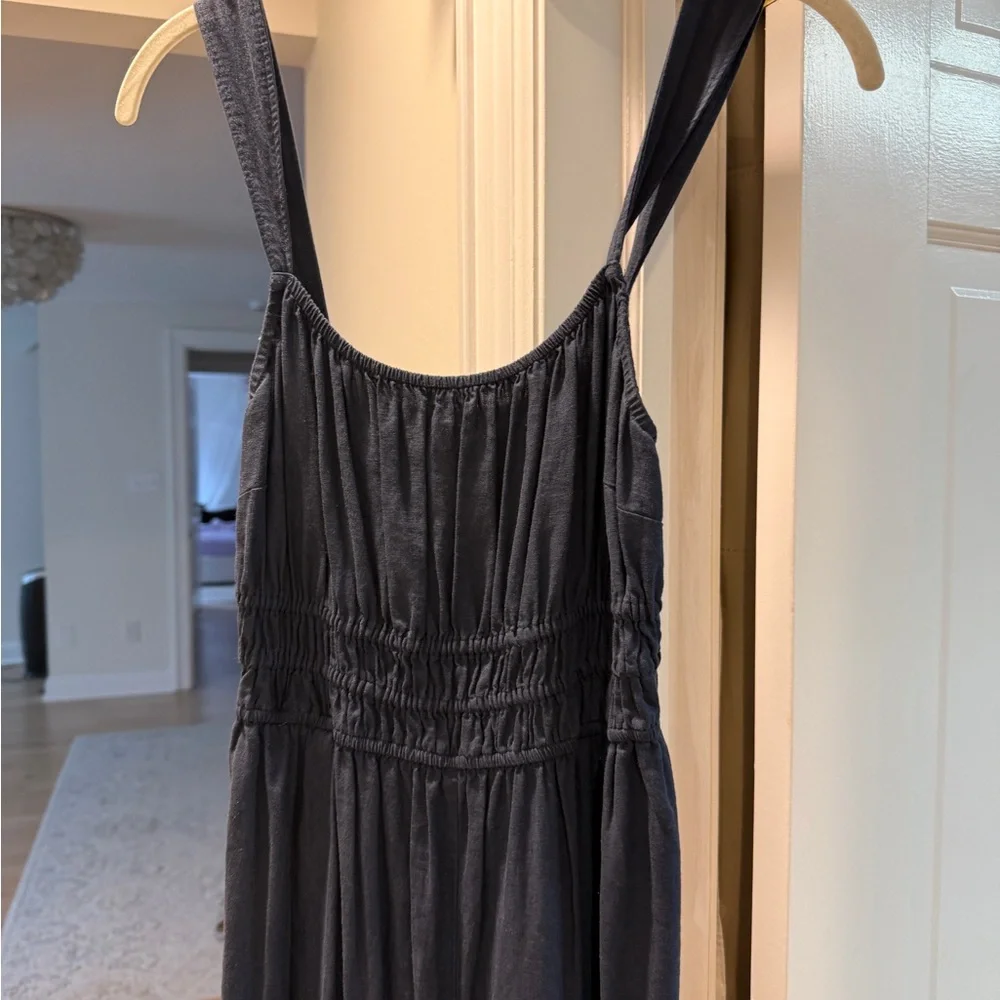 Madewell Navy Wide-Leg Sleeveless Jumpsuit